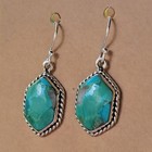 Beautiful Southwestern Turquoise Dangle Hexagon Earrings 925 Sterling Silver  