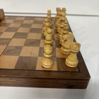Wooden Chess Set W  Brown   Tan Board And Light dark Pieces  1 Piece Replaced