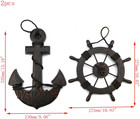 2 Wooden Ship Steering Wheel And Wood Anchor Black Boat Rudder Anchor With Rope