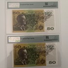 Australia  50 Paper Sequential Lot Of 2 Pmg 65 Epq Gem Uncirculated Pick  47i