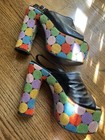      Vintage 70s Casuccio   Scalera Platform Shoes Patent Leather Polka Dot 38