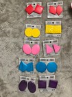 Sri Vintage 1980s Earrings 10 Pair Enamel On Metal Bright Pierced On Cards