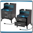 Led Nightstands Set Of 2 Bedside Table With Charging Station 2 Drawers End Table