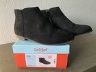 Cat Jack Kids Black Suede Ankle Boots Size 4  Zipper Side Flat Sole