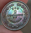 Honduras          2 Dos Centavos De Lempira 1956 Km 78 Colorful Toned Gorgeous Coin