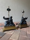 Vintage Neoclassical Regency Pair Chapman Sphinx Table Lamps Brass Resin