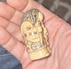 Vintage Hand Carved Scrimshaw Style Native inuit Woman Figure Detailed Carving
