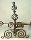   Antique 1800 s Superb Wrought Iron Andirons Pair Fireplace Set - Barnard s Inn