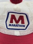 Vintage Marathon Gas Snapback Hat Cap Adult Short Bill Pom Mesh Mens Red