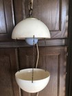 Vintage Mcm Cream Plastic Dome Swag Light Lamp Hanging Pot Planter 7ft Cord Boho