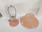 Vtg Antique Art Deco Pink Ceiling Light Fixture Pendant  Glass Base 40s 50s