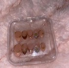 Coquette Nude Press On Nails 3d Flower Pearl Custom Fake Nails Almond Shape 