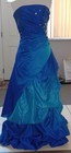 Blue Teal Strapless Formal Evening Gown Dress For Prom Party Special Occasion