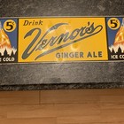 Vintage Drink Vernors Ginger Ale Porcelain Sign Advertising Soda Ice Cold 5  