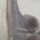 Ugg Women   s Gray Suede Ankle Bootie Fur Trim Slip-on Round Toe Size 10