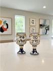 Vntg Israel Giftware Designs Kiddush Cups Hand Painted Eliyahu Miriam Passover