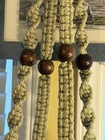 Vintage Macrame Light Brown Hanging Plant Holder Wood Beads   Brushed End 45   