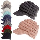 Beanie Tail Warm Knit Messy High Bun Visor Ponytail Beanie Cap