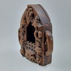 Antique Tibetan Wooden Gau Gawu Shrine 8 Auspicious Symbols Hand Carved