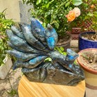 8 81lb Natural Labrador Nine Tailed Fox Carving