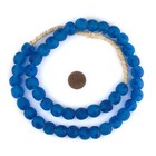 Aqua Swirl Recycled Glass Beads 14mm Ghana African Sea Glass Blue Round Handmade