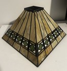 Vintage Tiffany Style Art   Craft Mission Stained Slag Glass Lamp Shade
