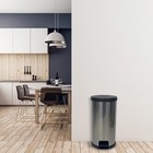 Kitchen Trash Can  7 9 Gallon Plastic Step Garbage Bin With Lid  Silver
