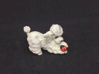 Vintage White Poodle Dog   Ladybug Ladybird Playing Figurine M680 Napco 
