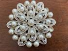 Vintage Look Bridal Buckle Silver Tone With Pearl Like And Diamond Like Accents