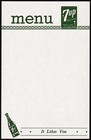 Vintage Menu 7up With Bottle It Likes You Slogan Unused New Old Stock N-mint 