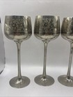 4 Modern Silver Plated Heavy Etched Engraved Goblets Wine Glasses By Zy India