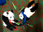 Ugly Christmas Sweater Featuring 4 Drunk Panda Bears  Size Large  Nwot