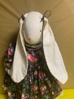 Handcrafted Bunny W  Floppy Ears And Flowered Dress - 24 Inch Vintage