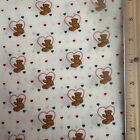 Cotton Fabric Vintage Teddy Bears Hearts Thin Baby By The Yard Material  897
