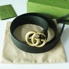 Gucci  Black Leather Belt With Double Gg Buckle 3 5cm Width