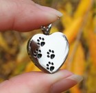 Cremation Jewelry Pendant Urn For Ashes Pet Dog Cat Paw Prints On My Heart In