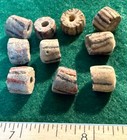 10 Huron Indian Red White Blue Glass False Chevron Trade Beads Fur Trade 1800 s