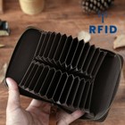Genuine Leather Credit Card Holder Zipper Wallet Rfid Blocking 24 Slot Card Case