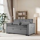 3-in-1 Velvet Convertible Sleeper Sofa Bed Loveseat With Reclining Backrest Gray