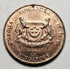 1994 Singapore One 1 Cent - Copper Plated Zinc Coin - World Coin - Singaporean 