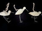 3 Sandpiper Bird Christmas Ornaments - Metal Legs - Beach Theme