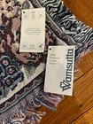 Wamsutta Floral Tapestry Lap Throw Blanket 100  Cotton Usa Made Nwt Fringe 47x65