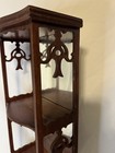 Vtg Mid Century Chippendale Scrolled Fretwork Mahogany 3 Tier Wall Shelf  Mirror