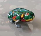 Vintage Tin Litho Hopping Jumping Frog Wind Up Toy M-01 Nos Mint Working