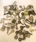 Old Keys Junk Drawer Lot Vintage Pad Locks Mixed Variety 65 Pieces Skate Clock