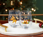 Cambridge Holiday Frenchie Stemless Wine Tumbler Glass Set Of 2 18 Oz 4 72  New