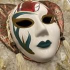 Venetian Carnival Porcelain Hand Painted Wall Mask Lace Mardi Gras Multicolor 
