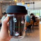 New Starbucks X Kuromi Sanrio Double-wall Glass Cup 10oz Cute Cartoon Coffee Cup
