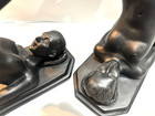 Art Deco Pair Of Lamps Woman Statues Sculptures  Black Table Lamps