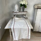 Antique French Linen Dish Towel Red And Green Stripe Hand Kitchen Towel 1900 